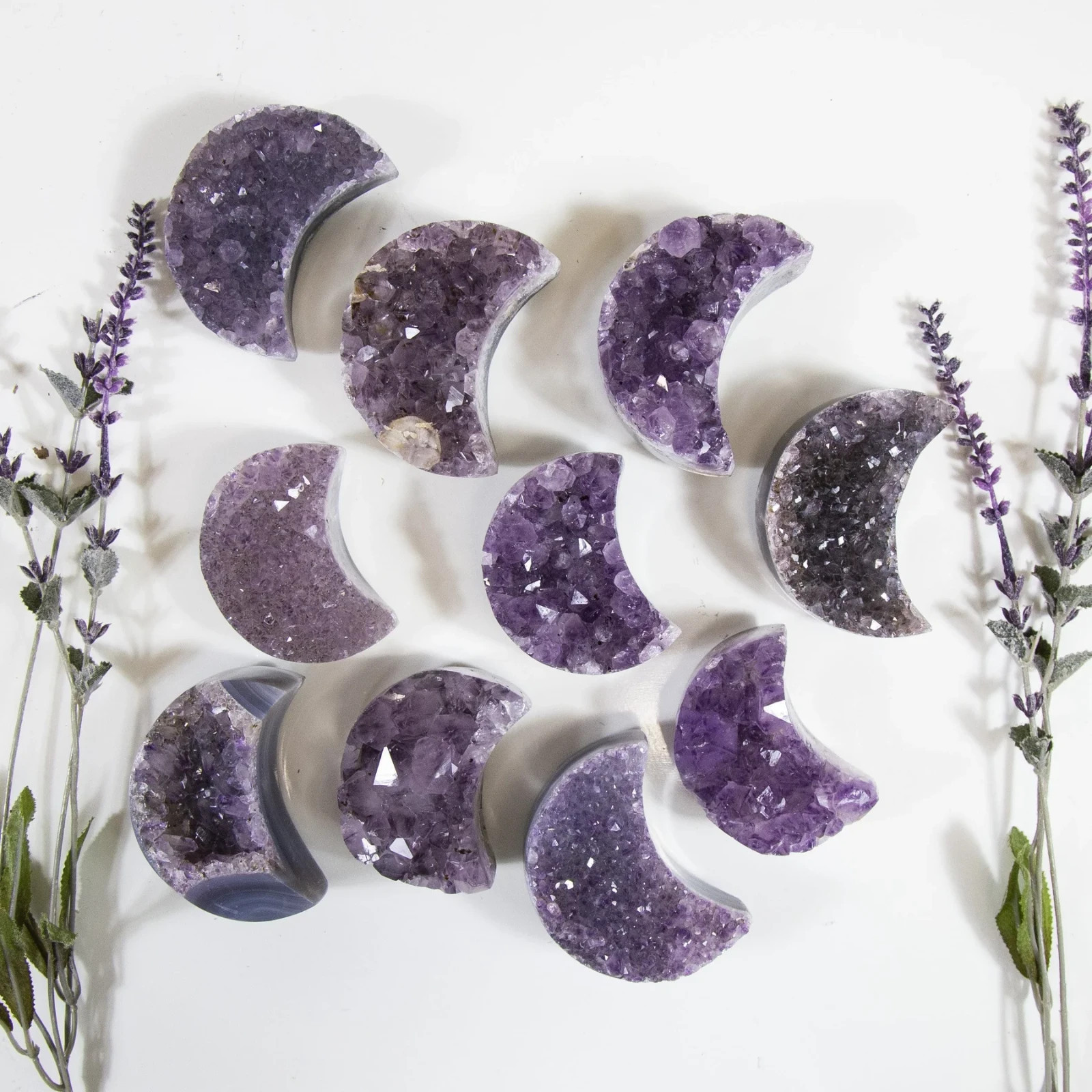 Amethyst Crystal Moons Crystal Cluster Mineral Specimen February Birthstone Gift