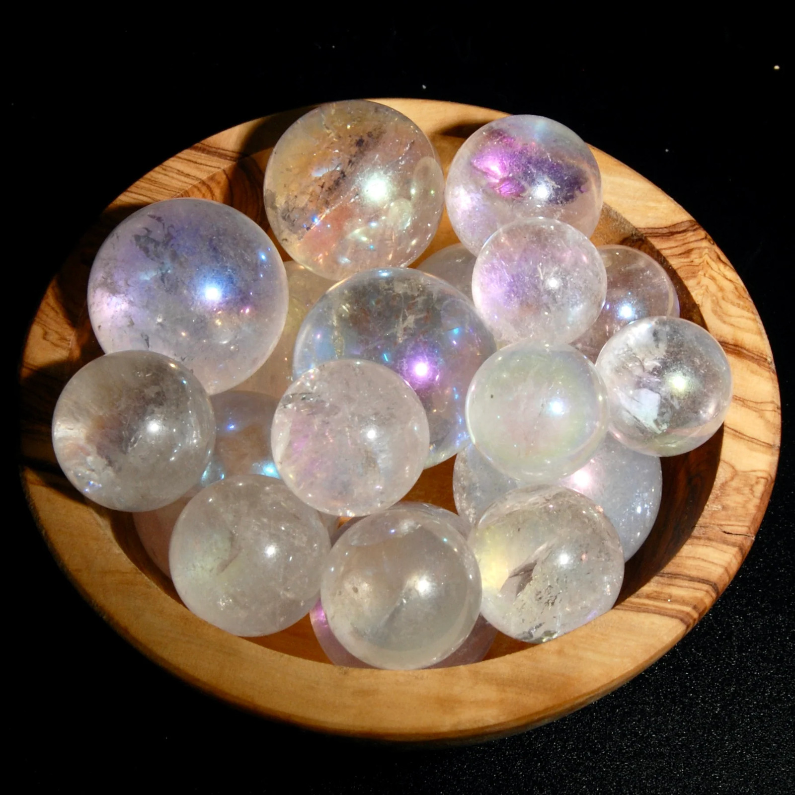ONE Small Angel Aura Clear Quartz Crystal Sphere, 20mm to 40mm