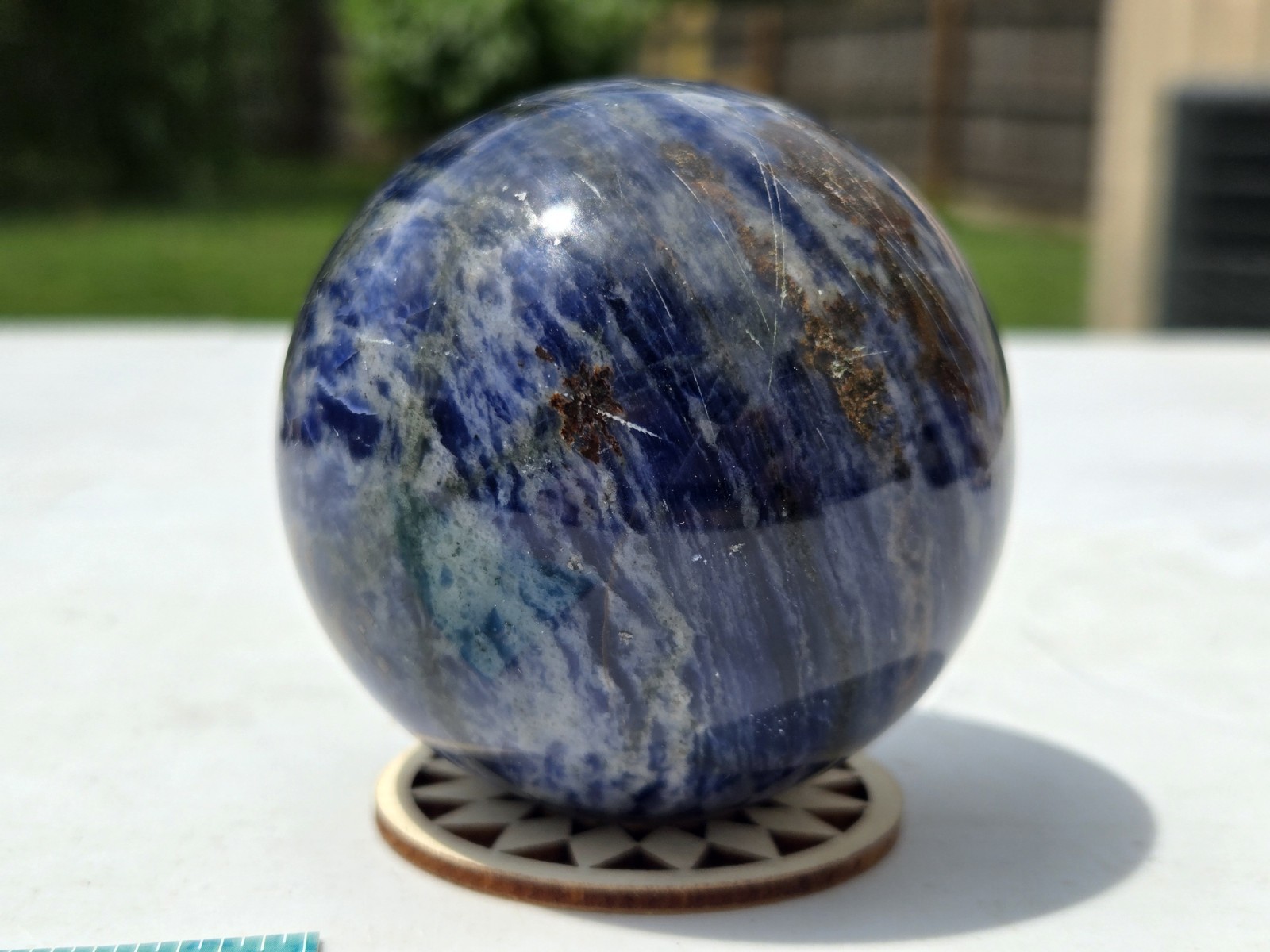 Blue sodalite Polished Crystal Sphere Display Specimen ~2in b70