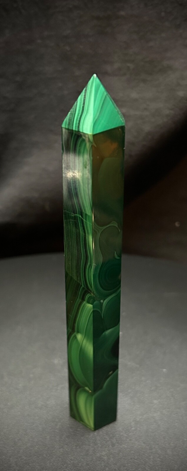 Gorgeous Malachite Tower 5.75″ tall 8oz