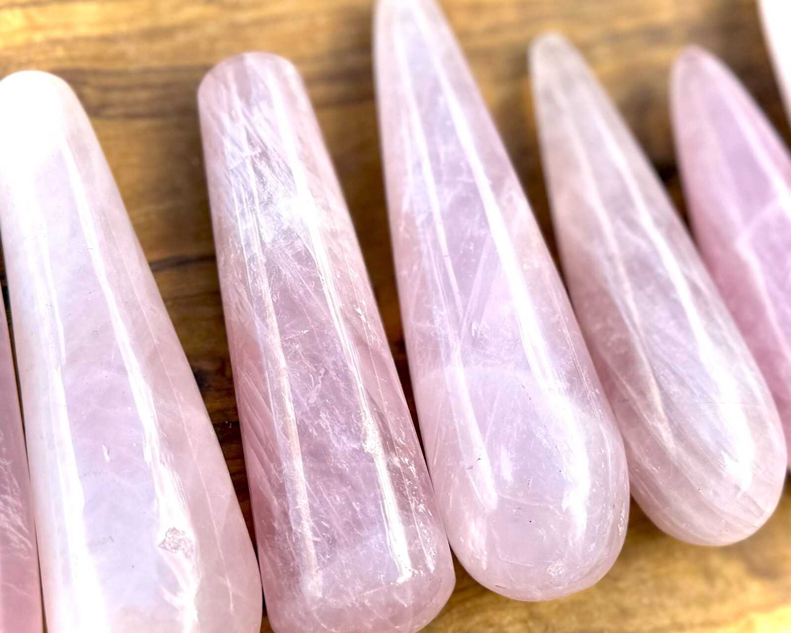 LARGE Rose Quartz Massage Wand, Natural Rose Quartz Crystal Wands – Choose Size