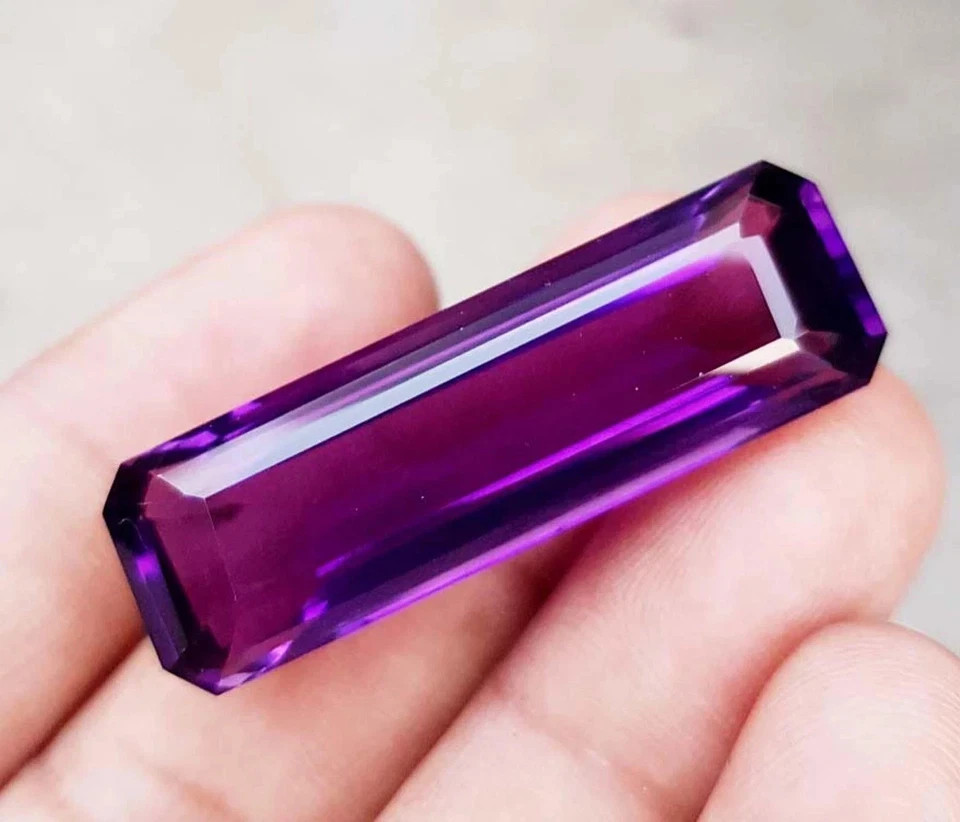 Brazilian Purple Amethyst Emerald Cut 100 Ct Certified Natural Loose Gemstone