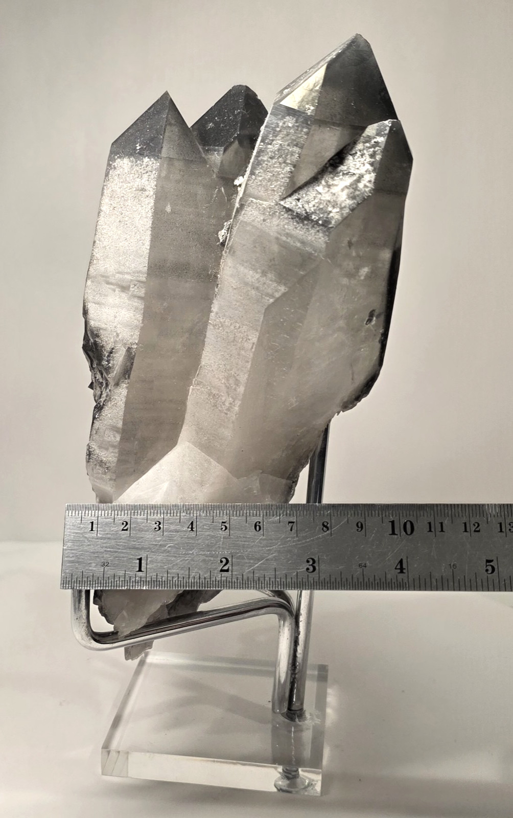 5LB 8″ Natural Smoky Quartz Crystal Cluster Phantom Point Specimen WITH STAND