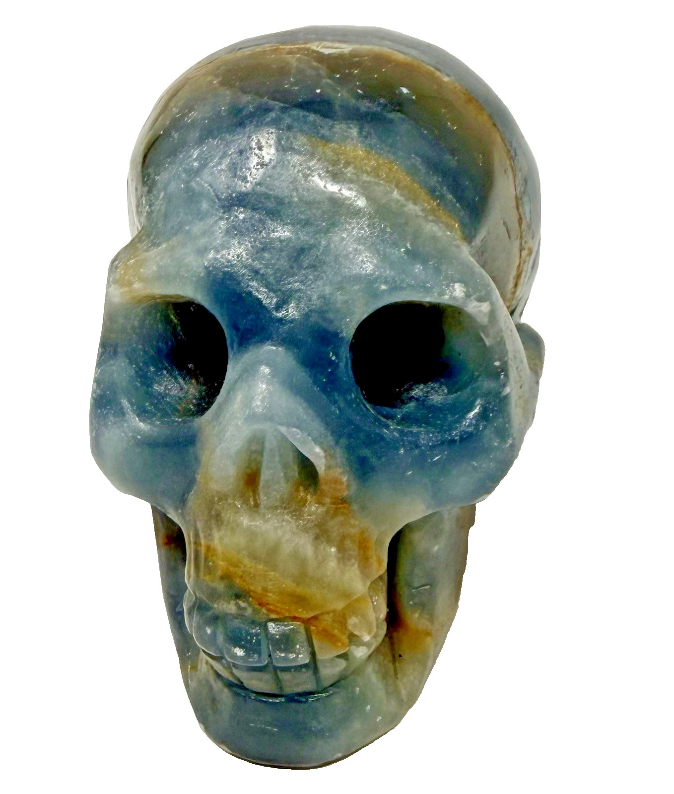 574g Blue Onyx Skull Crystal Beautifully Carved And Polished