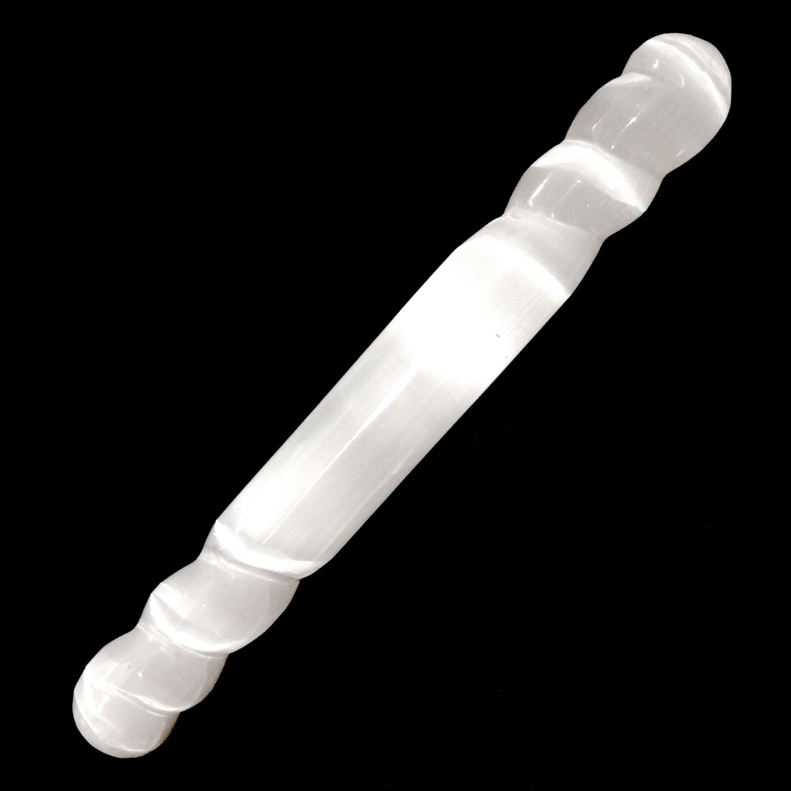 XL Polished Selenite Crystal Massage Wand 8″ Spiral Round Tip ” CHARGE CLEANSE