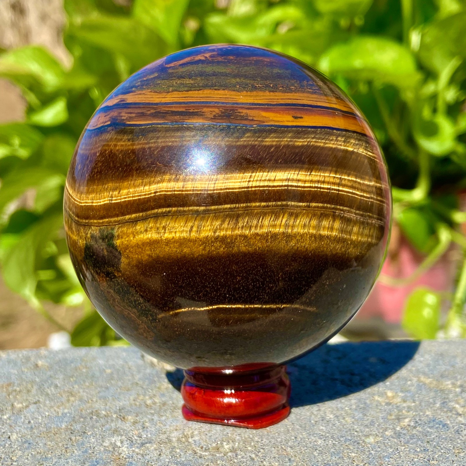 1.2LB Large Natural Tiger Eye Stone Crystal Ball Quartz Healing Sphere Décor