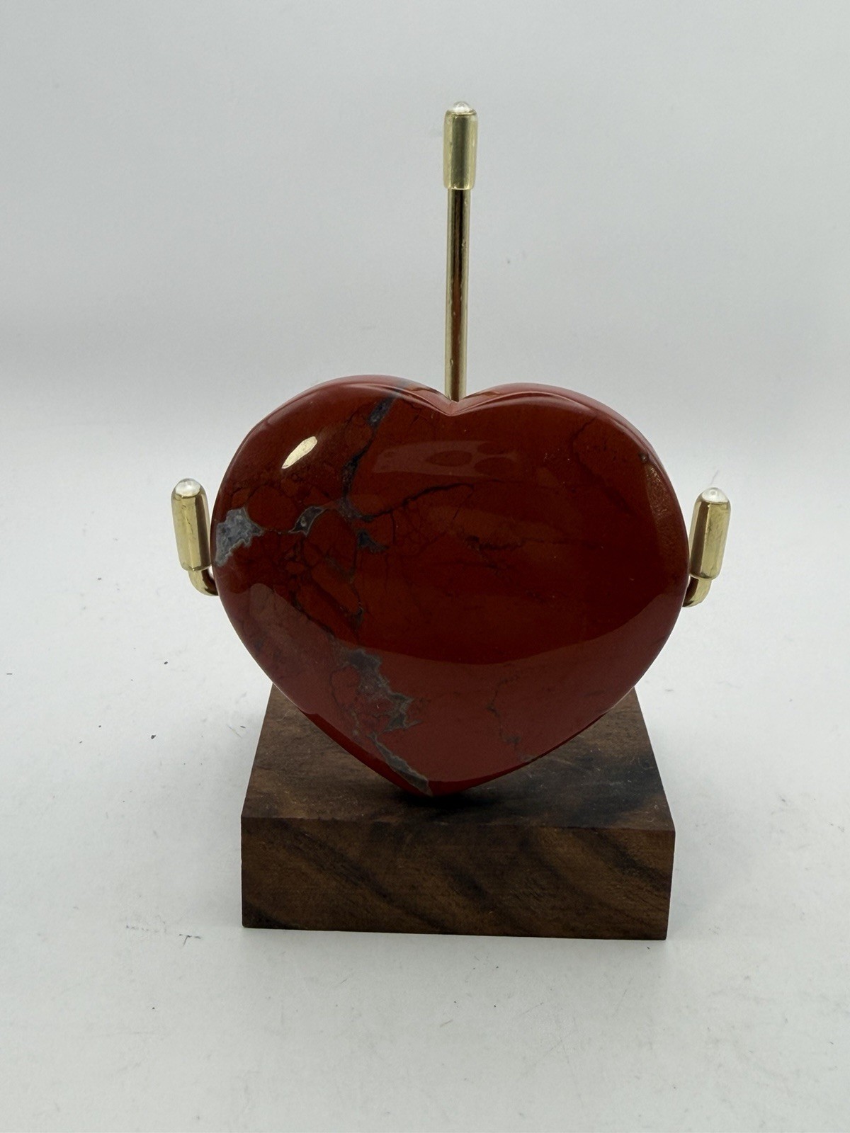 Polished Red Jasper Heart, Brecciated Stone Palm Heart ~2.75in, No Stand