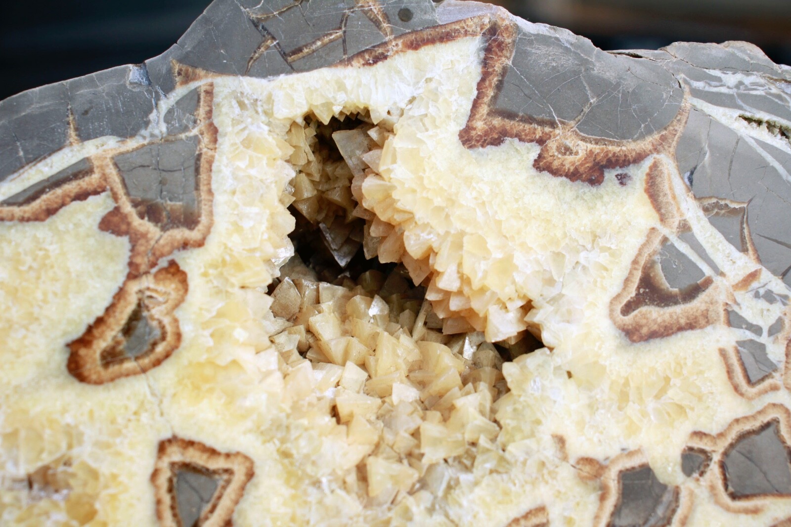 Crystal Filled, Polished Septarian Geode from Utah • 12.1 lbs.
