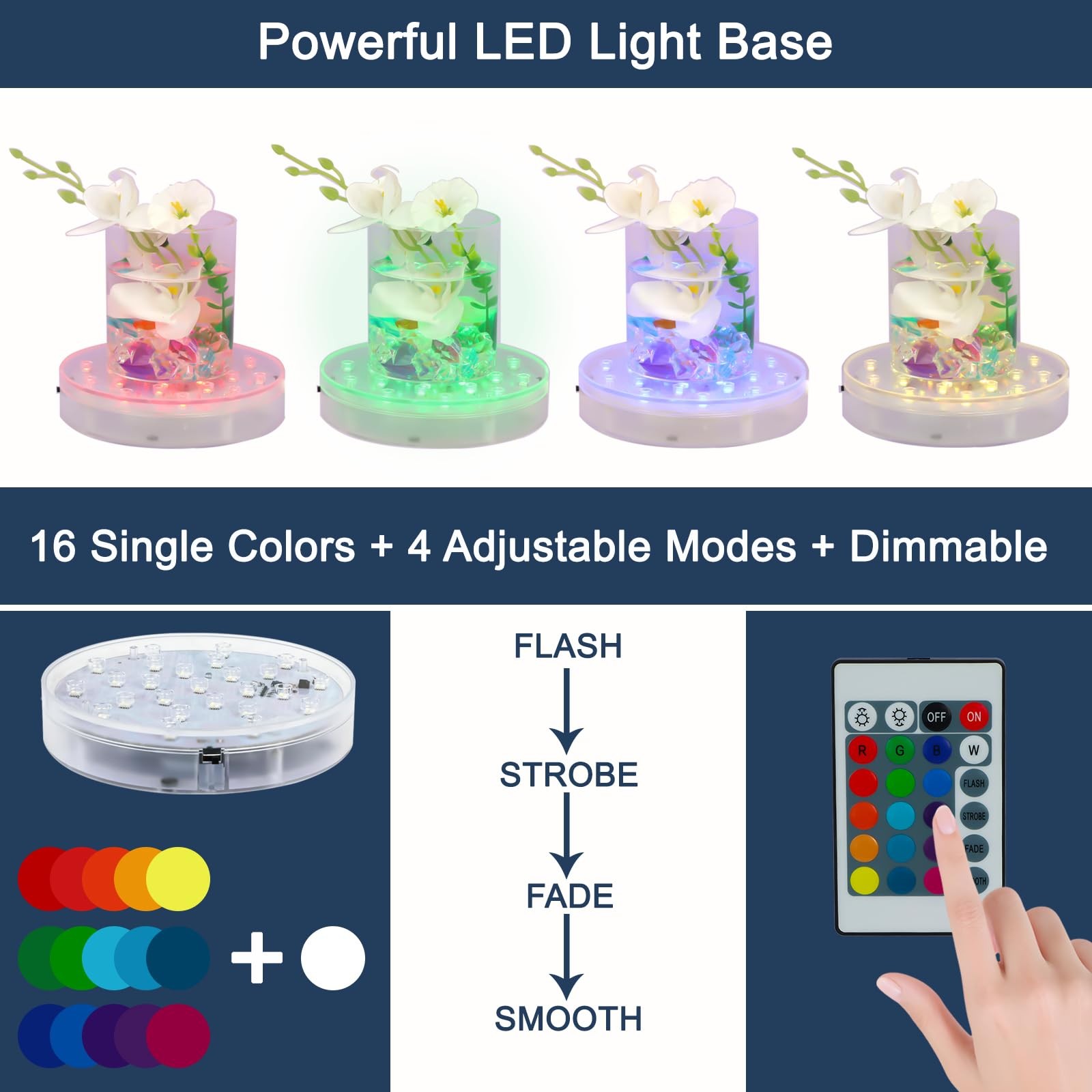 LED Lights Base – 6 inch Round Lights Display Stand for Effiel Tower Vase Cry…