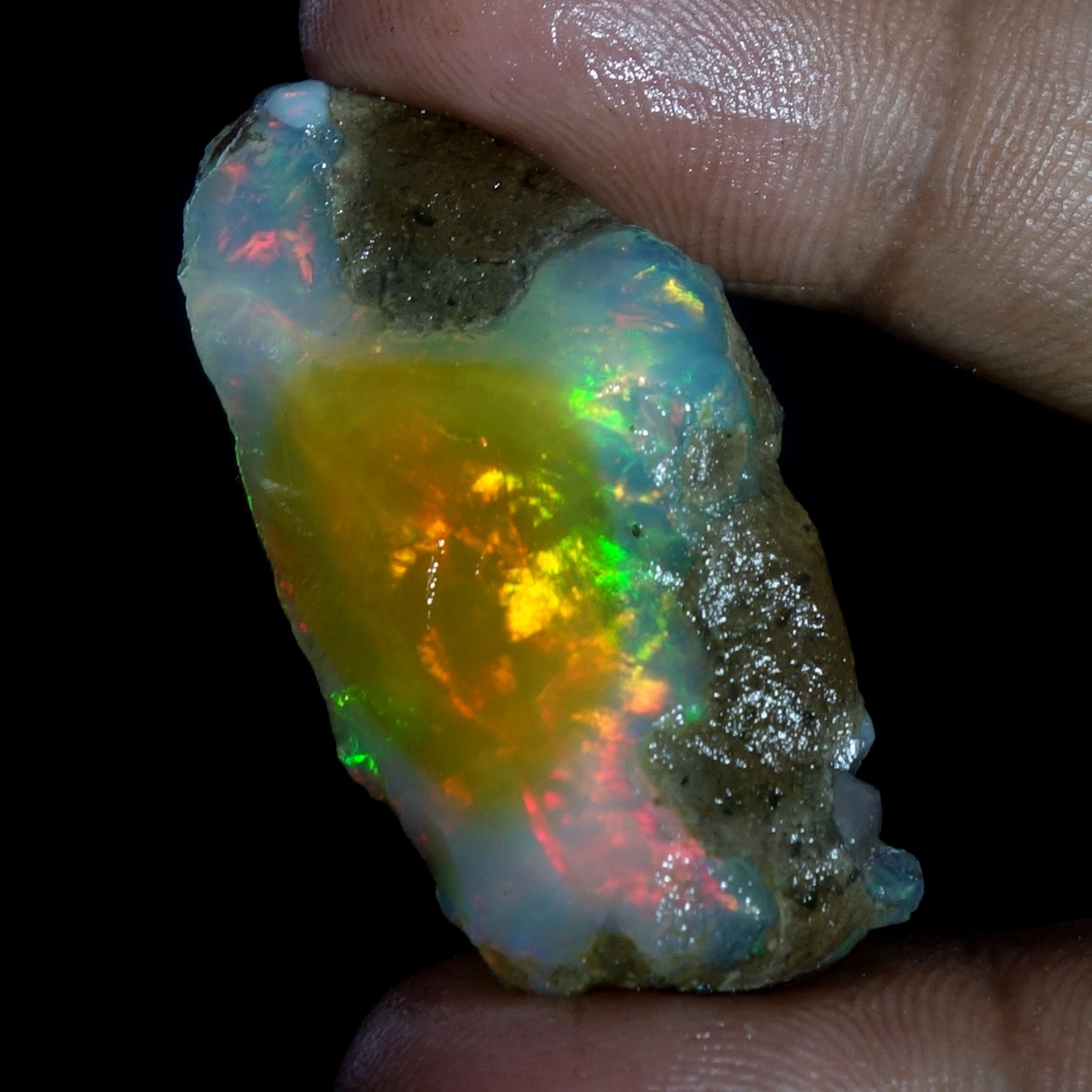 AA+ Ethiopian Oli Opal Rough Entreated Welo Opal Multi Fire Color Flash 52.40Cts