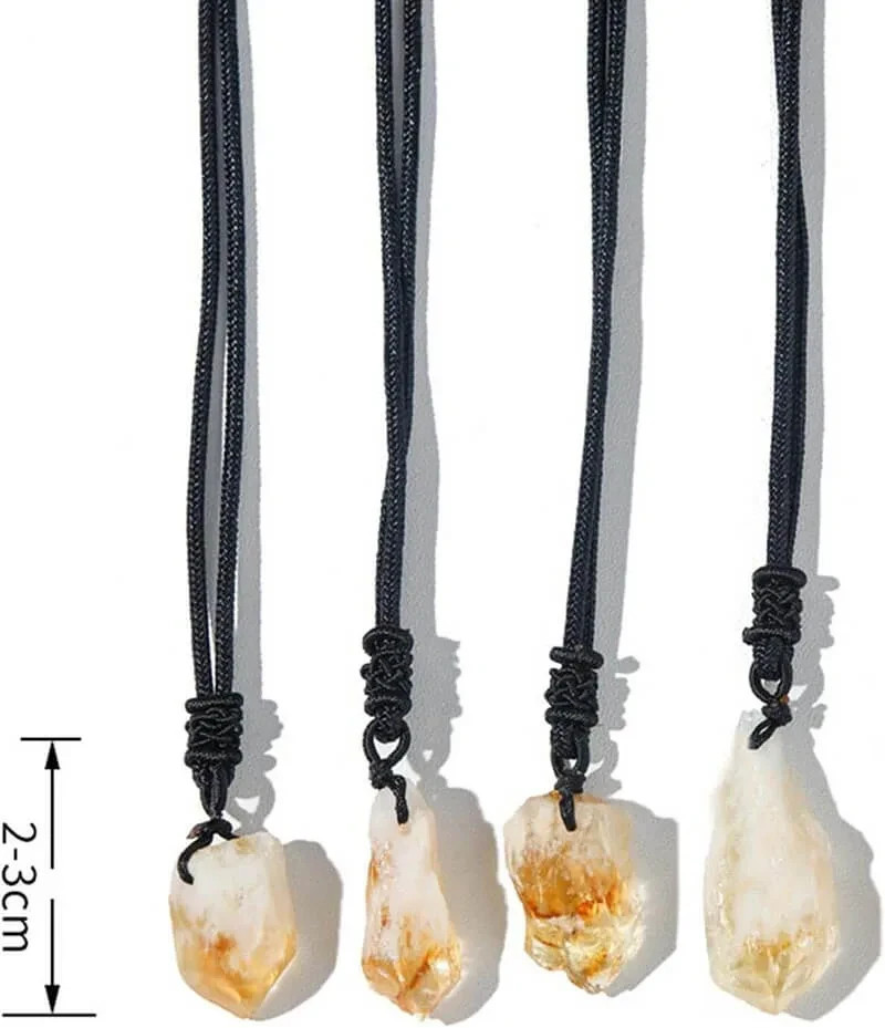 Raw Citrine Pendant Necklace Natural Crystal Prosperity Healing Stone