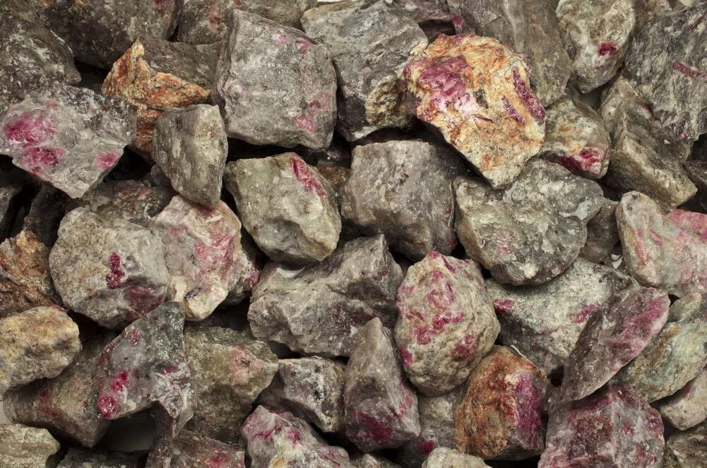 1 lb Ruby in Quartz Rough Stones-Natural Crystal Mineral Rock Specimens Tumbling