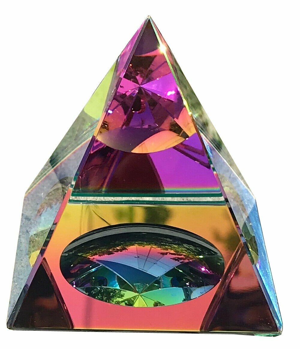 Crystal Iridescent Pyramid – Rainbow Colors 3.5″ with Gift Box