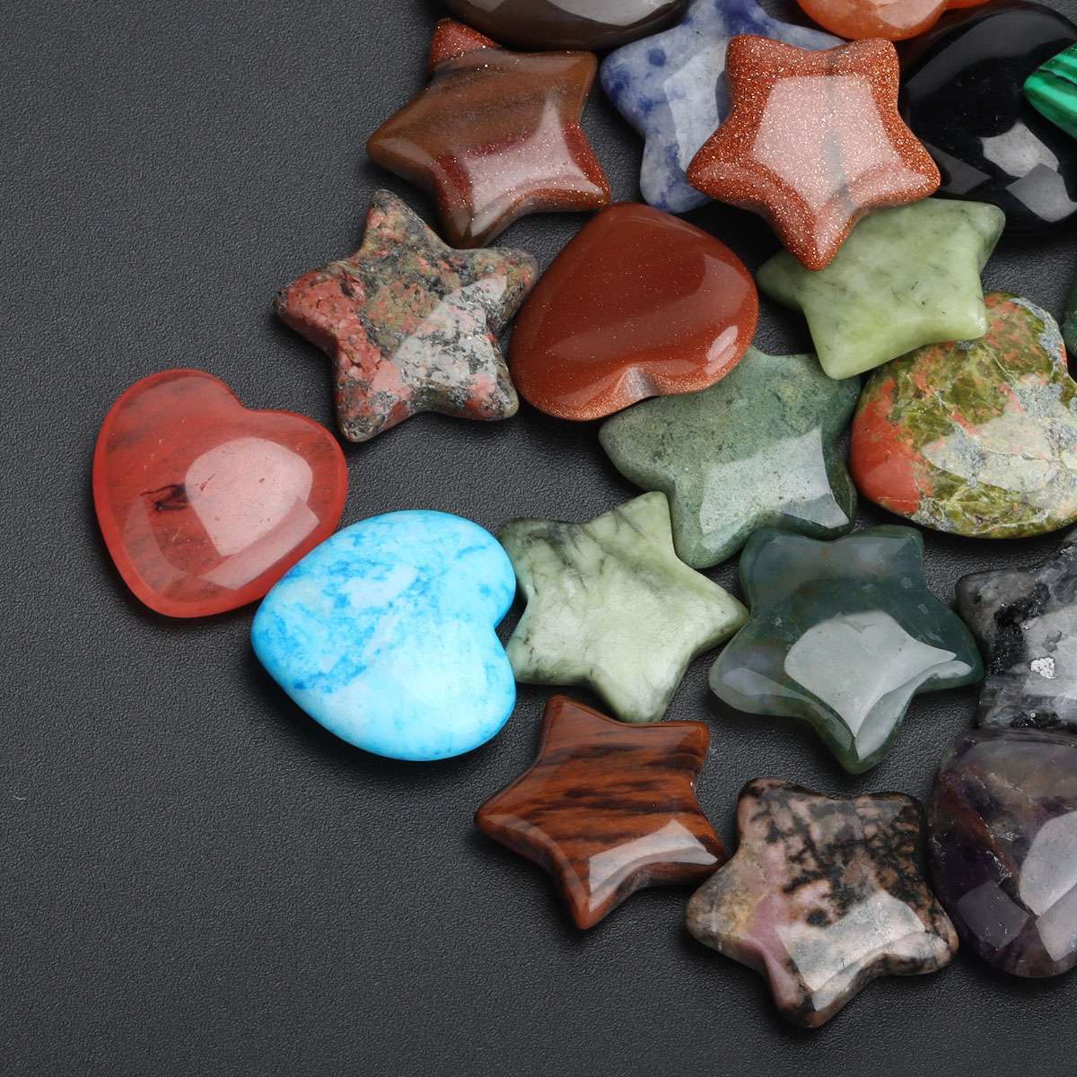 UP TO 50PC Colorful Stars Hearts Natural Stones Reiki Healing crystal home decor