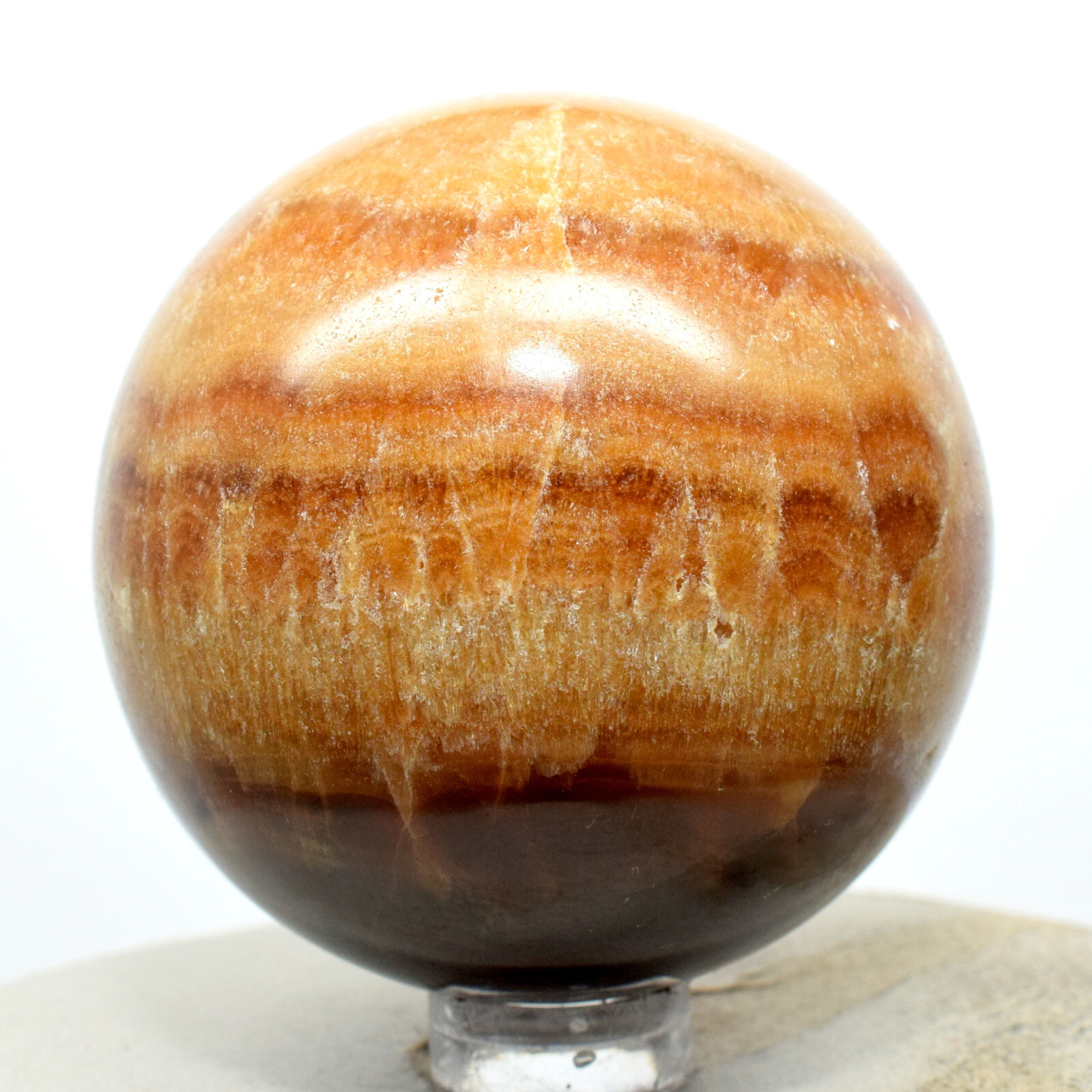 2.1″ Caramel Onyx Sardonyx Sphere Banded Natural Mineral Sparkling Crystal Peru