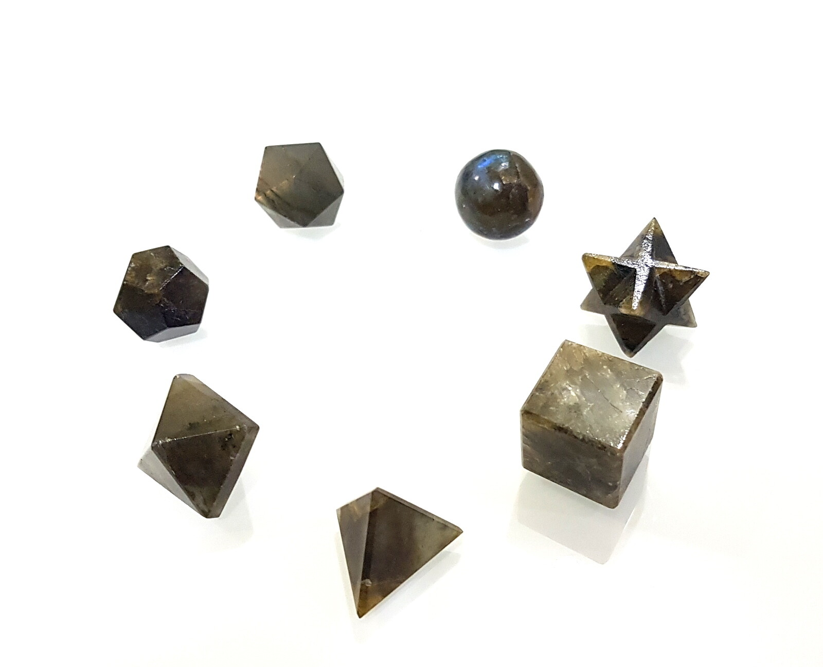 Natural Labradorite Fire Rainbow Sacred Geometry Set