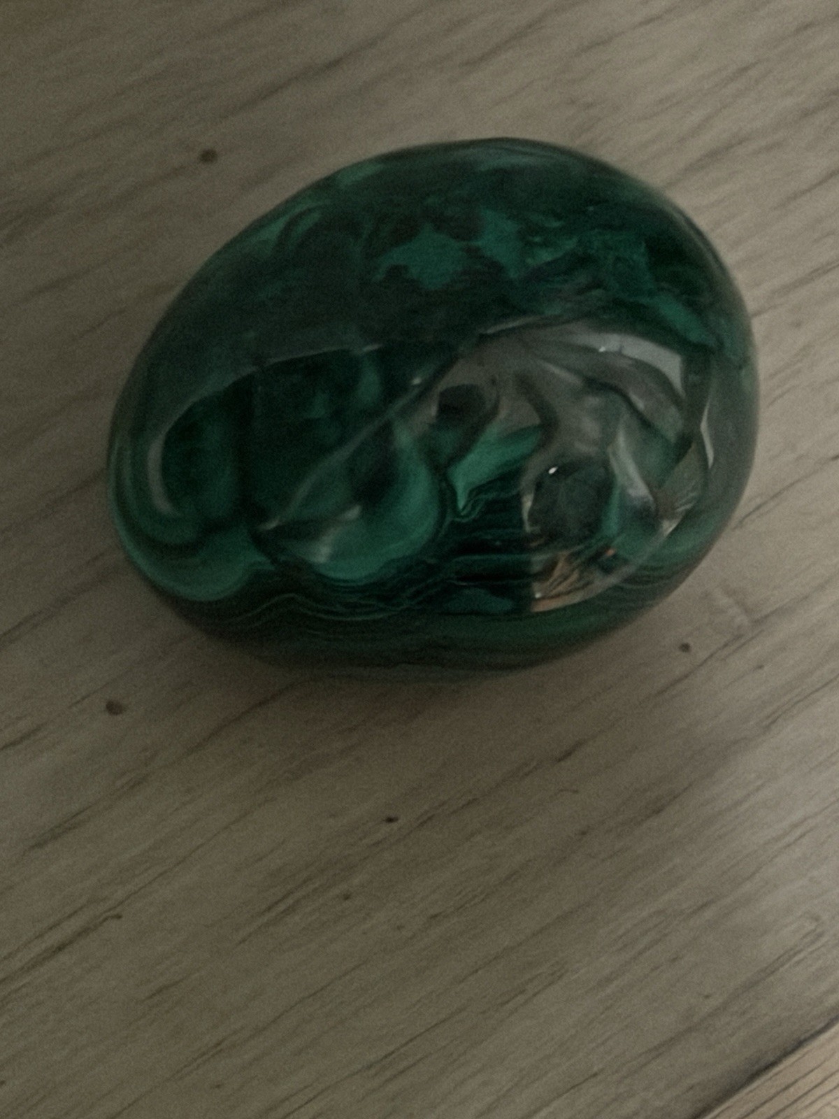 Malachite Egg 2” L x 1-5/8” and 172 Gr Paperweight