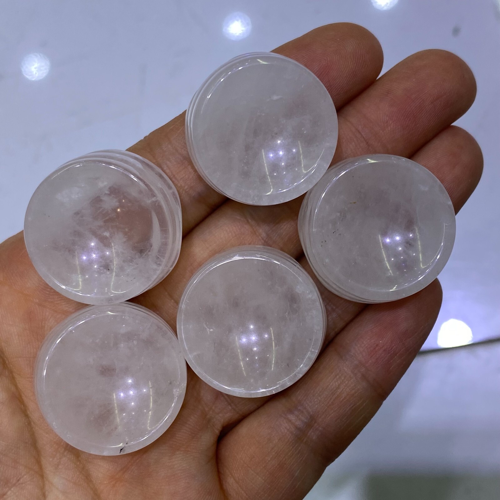 Natural clear quartz sphere stand pedestal crystal reiki healing 5PSC