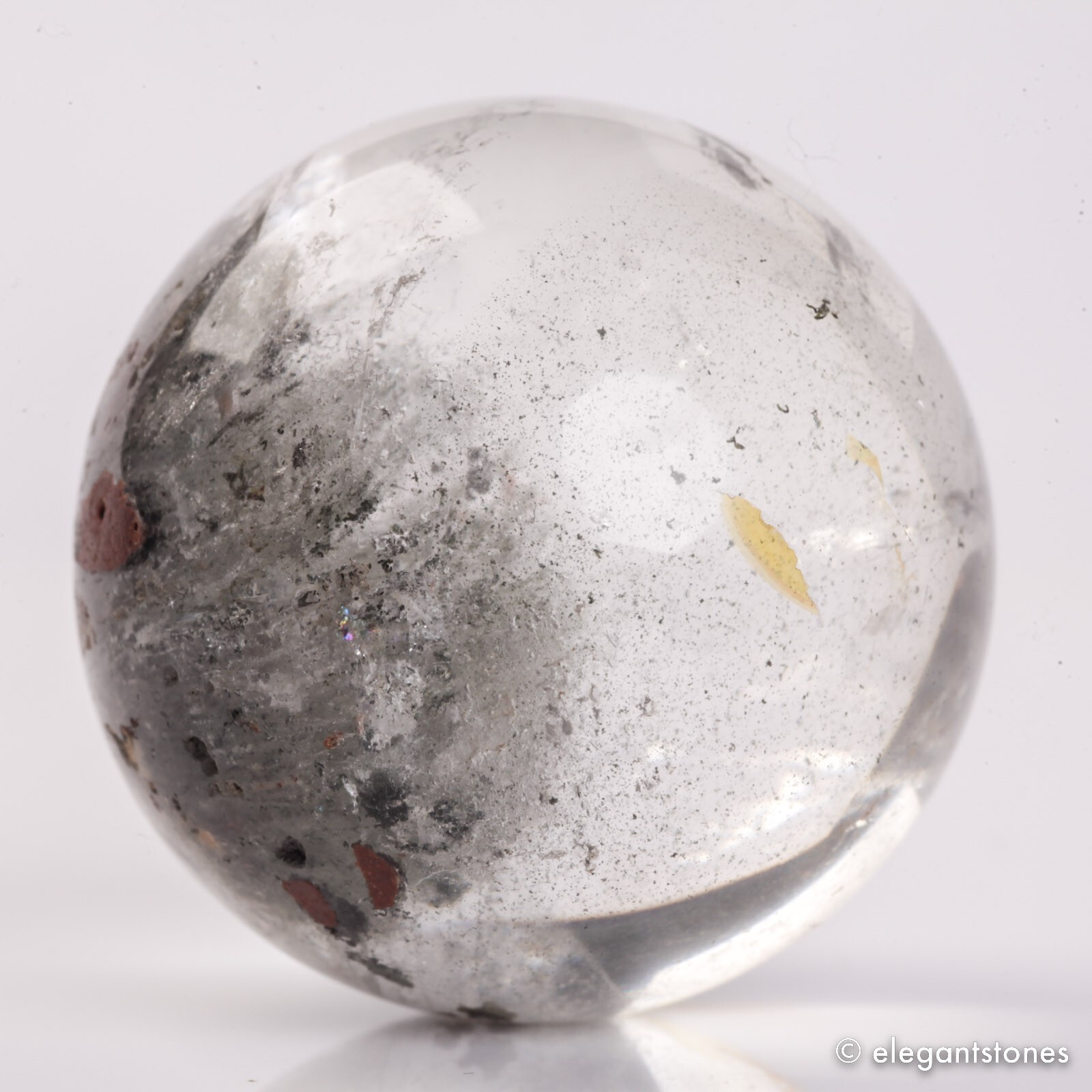 88g40mm Natural Garden/Phantom/Ghost/Lodolite Quartz Crystal Sphere Healing Ball