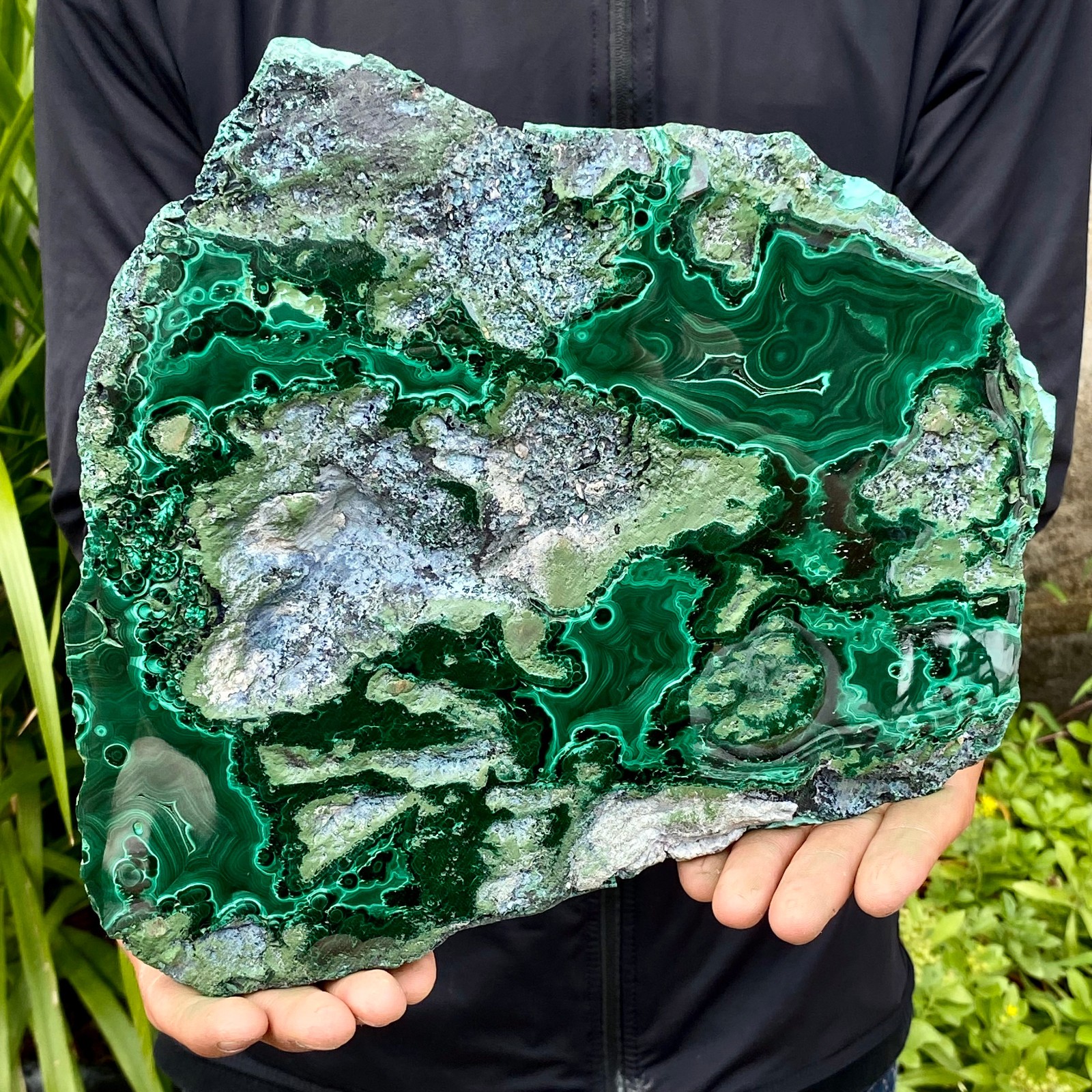5.59LB Natural Green Malachite Slab Quartz Crystal Slice Ore Specimen Healing