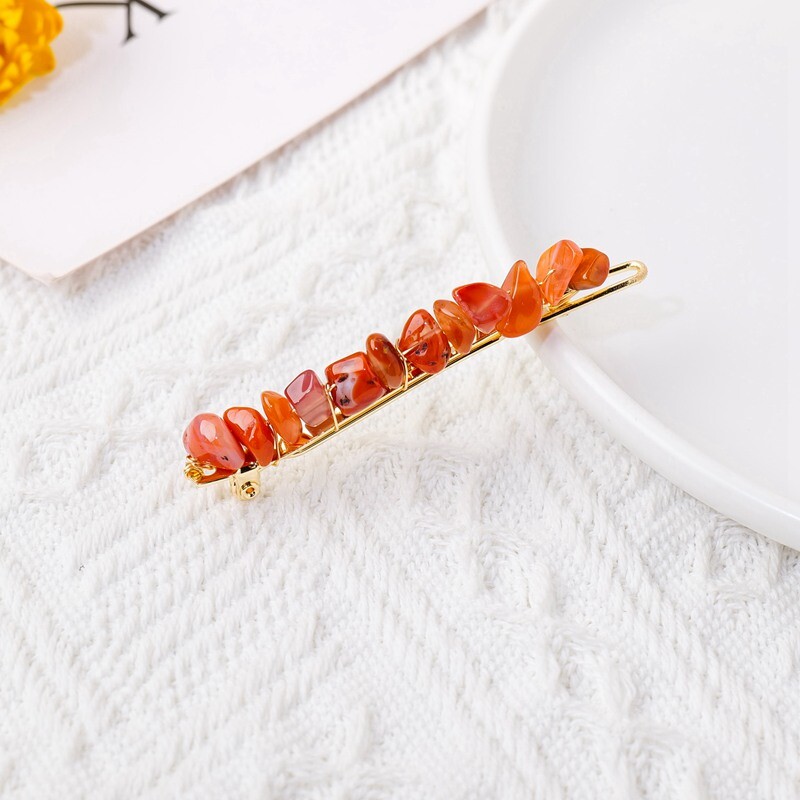 Natural Quartz Braided Hair Clip Crystal Crushed Stone Bobby Pins Headwear Decor
