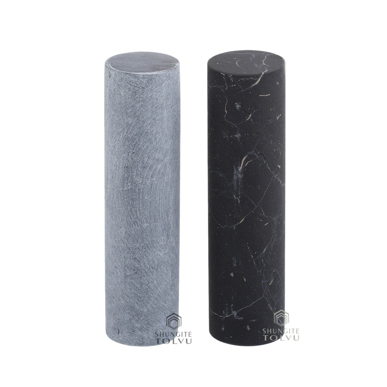Shungite and Soapstone Cylinders for meditation Unpolished Natural stones, Tolvu