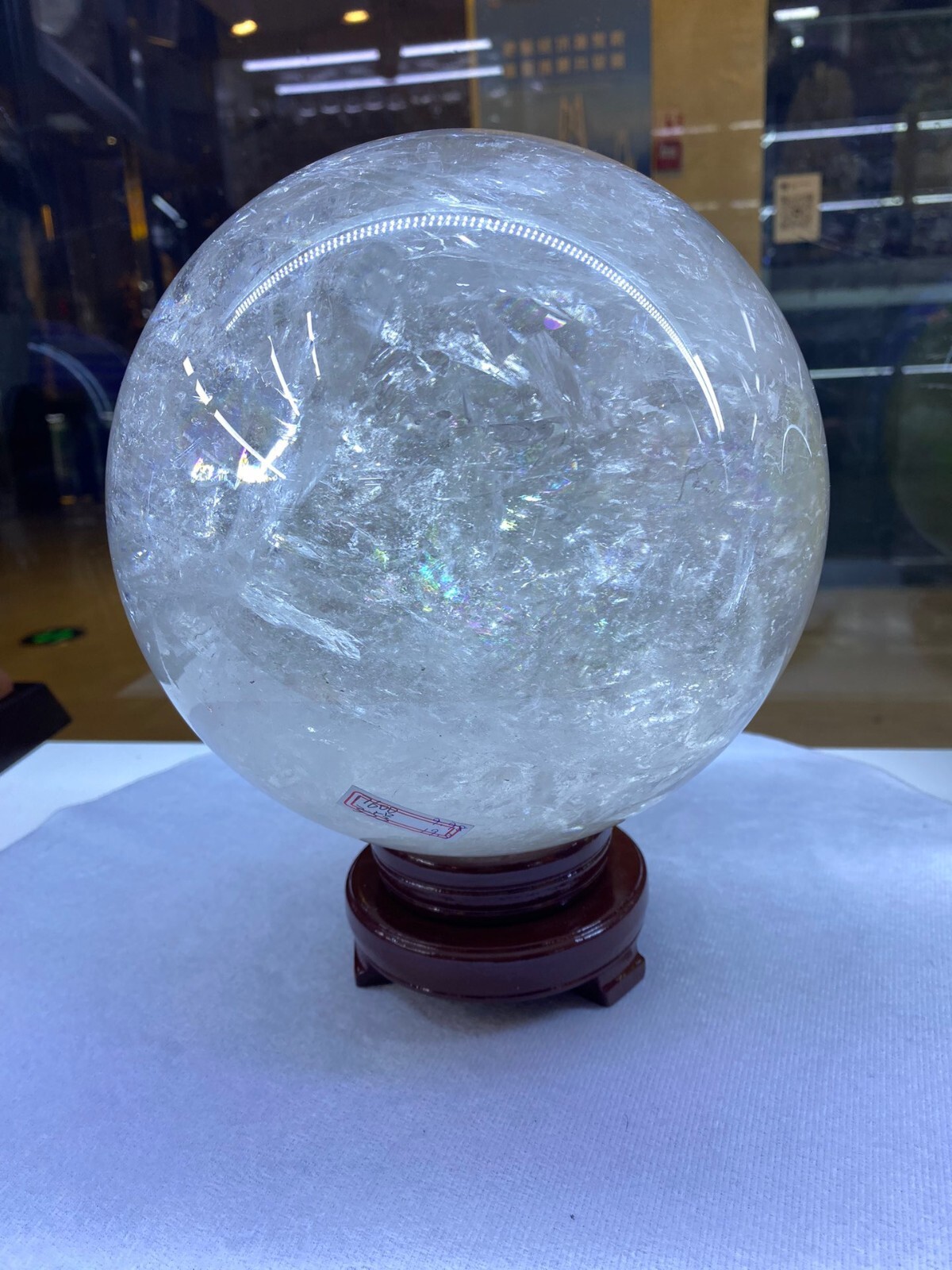 22LB Large Natural Clear Quartz Sphere White Crystal Ball Healing + Stand