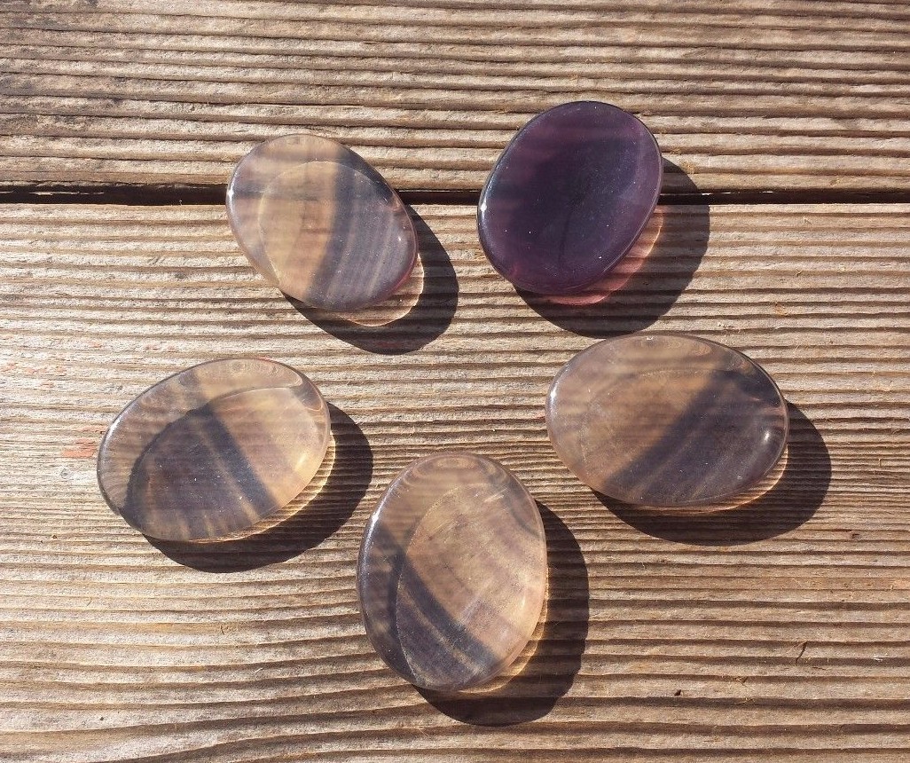 NATURAL FLUORITE GEMSTONE WORRY STONE (ONE)