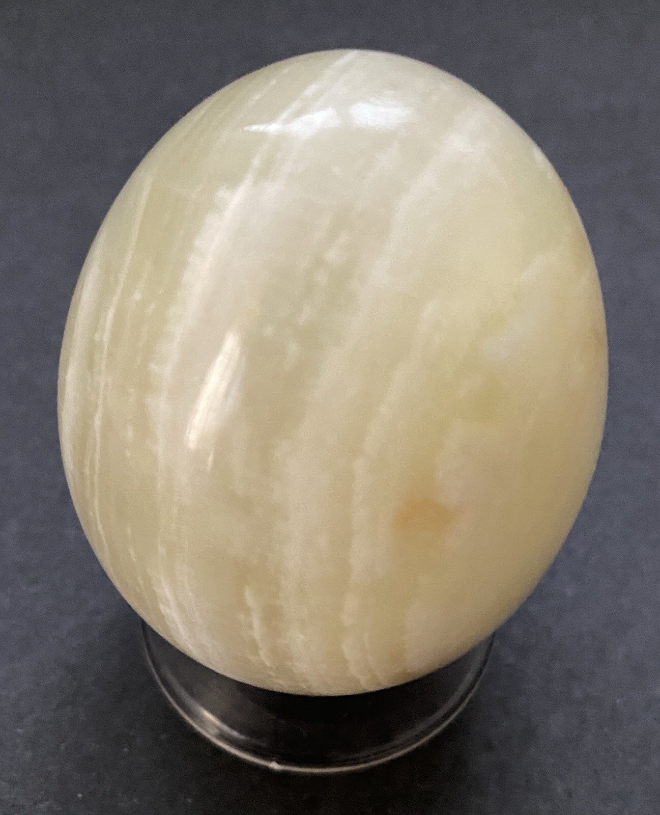 Natural Onyx Stone Egg With Stand Hand Polished Banded Agate Calcite Crystal