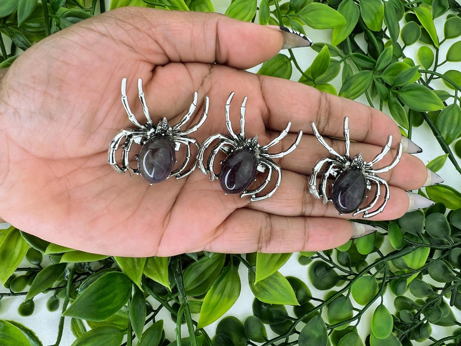Amethyst spider brooch – 1.45″ amethyst spider crystal brooch – amethyst insect