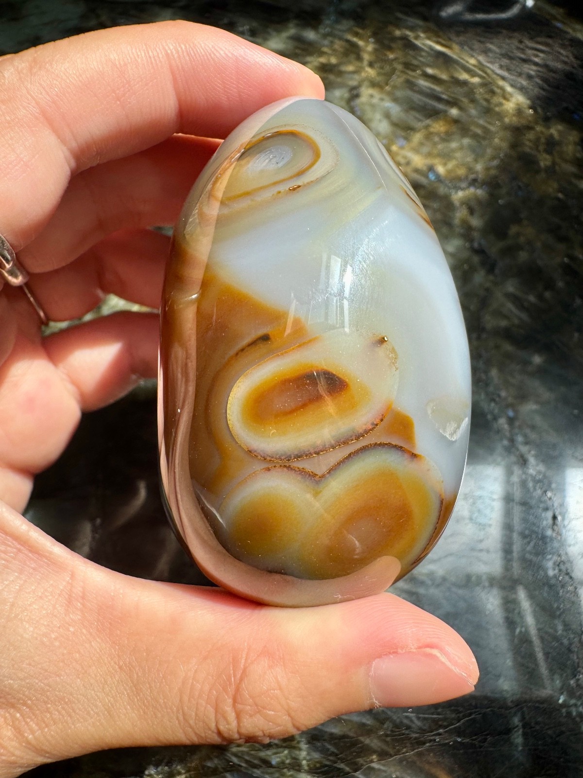 Rare Brown and Blue Druzy Agate Egg from Brazil | Natural Sugar Druzy Agate Egg