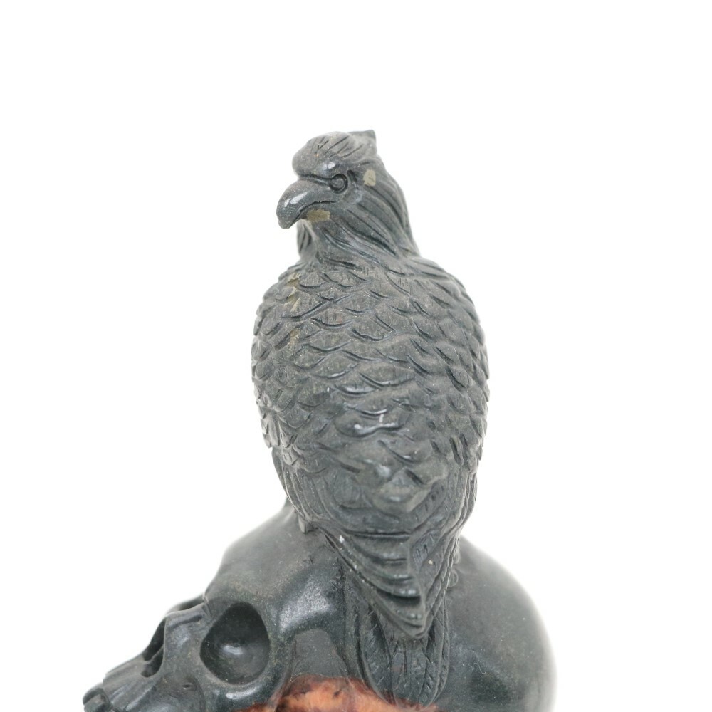 Height 3.4″ PLUM FLOWER STONE Carved Eagle Crystal Skull Crystal Healing Reality