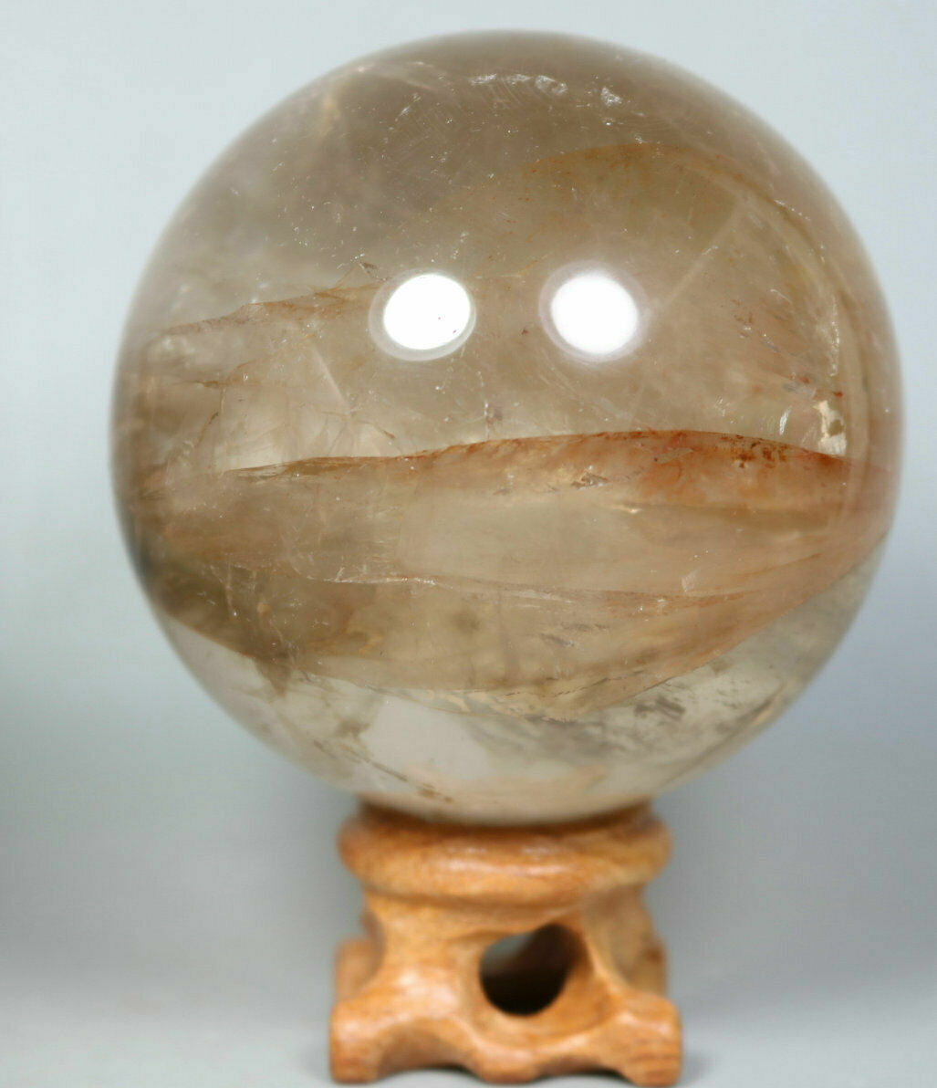 0.95lb Natural RED FIRE QUARTZ Hematoid Crystal PHANTOM MULTI-INCLUSIONS Sphere