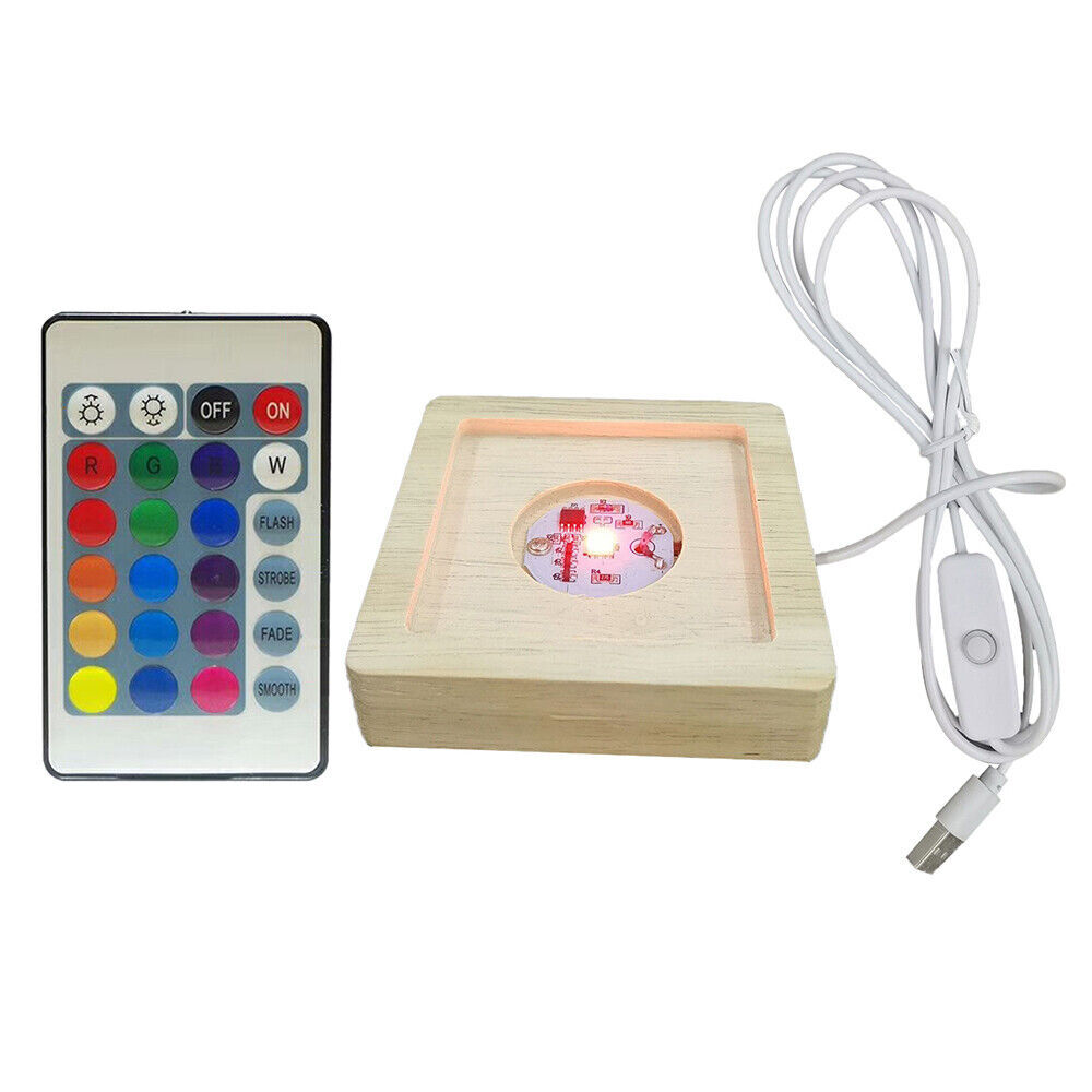 2x Adjustable LED Light Display Base Wooden Lighted Base Stand for Laser Crystal