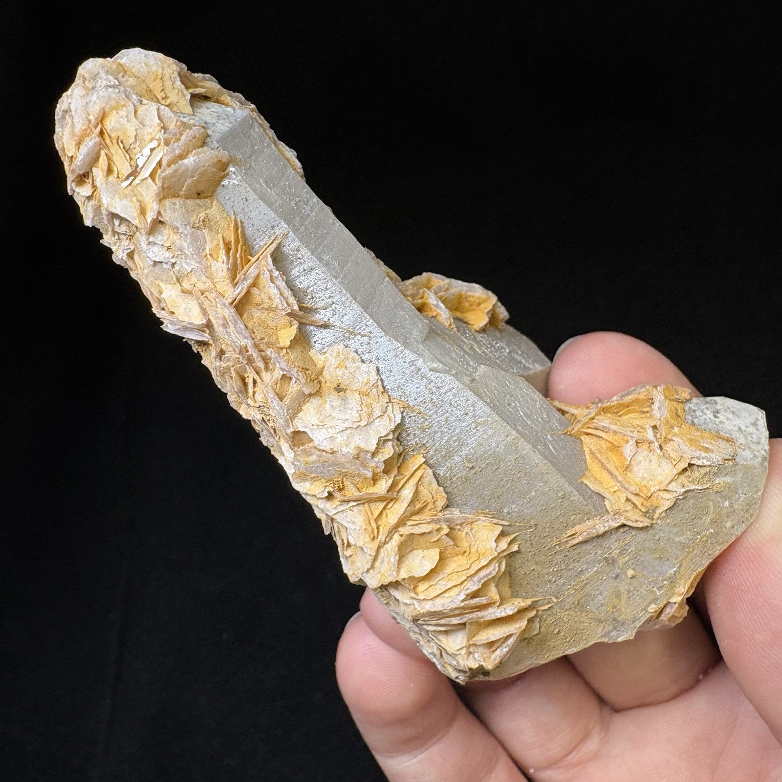Natural High-Temp Crystal Quartz w/ Calcite Reiki Energy Raw Mineral Fluorescent