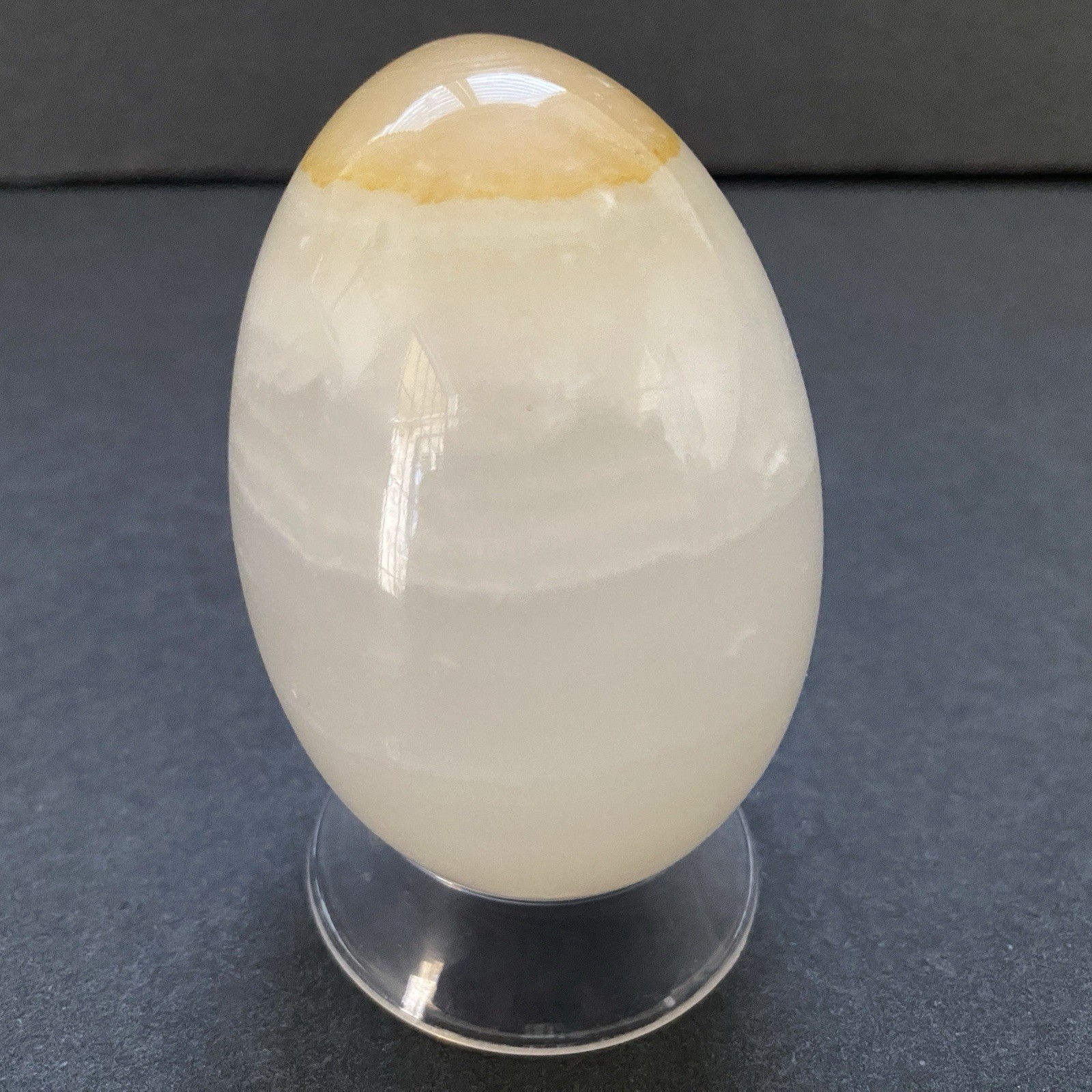 Natural Onyx Stone Egg With Stand Hand Polished Banded Agate Calcite Crystal