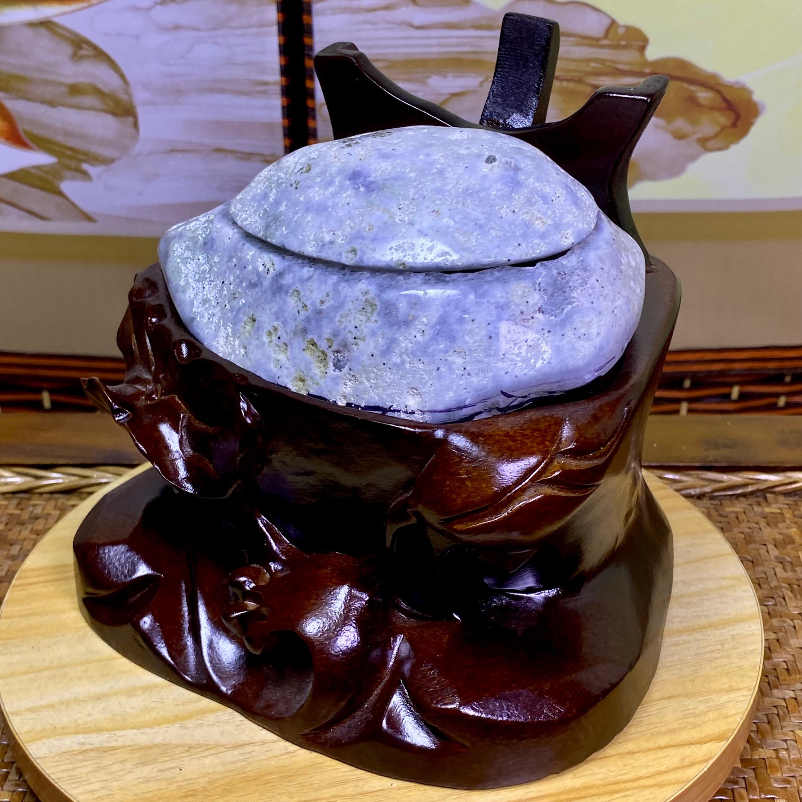 5.15LB Natural Amethyst Geode Quartz Crystal Cornucopia Mineral Specimen +Stand