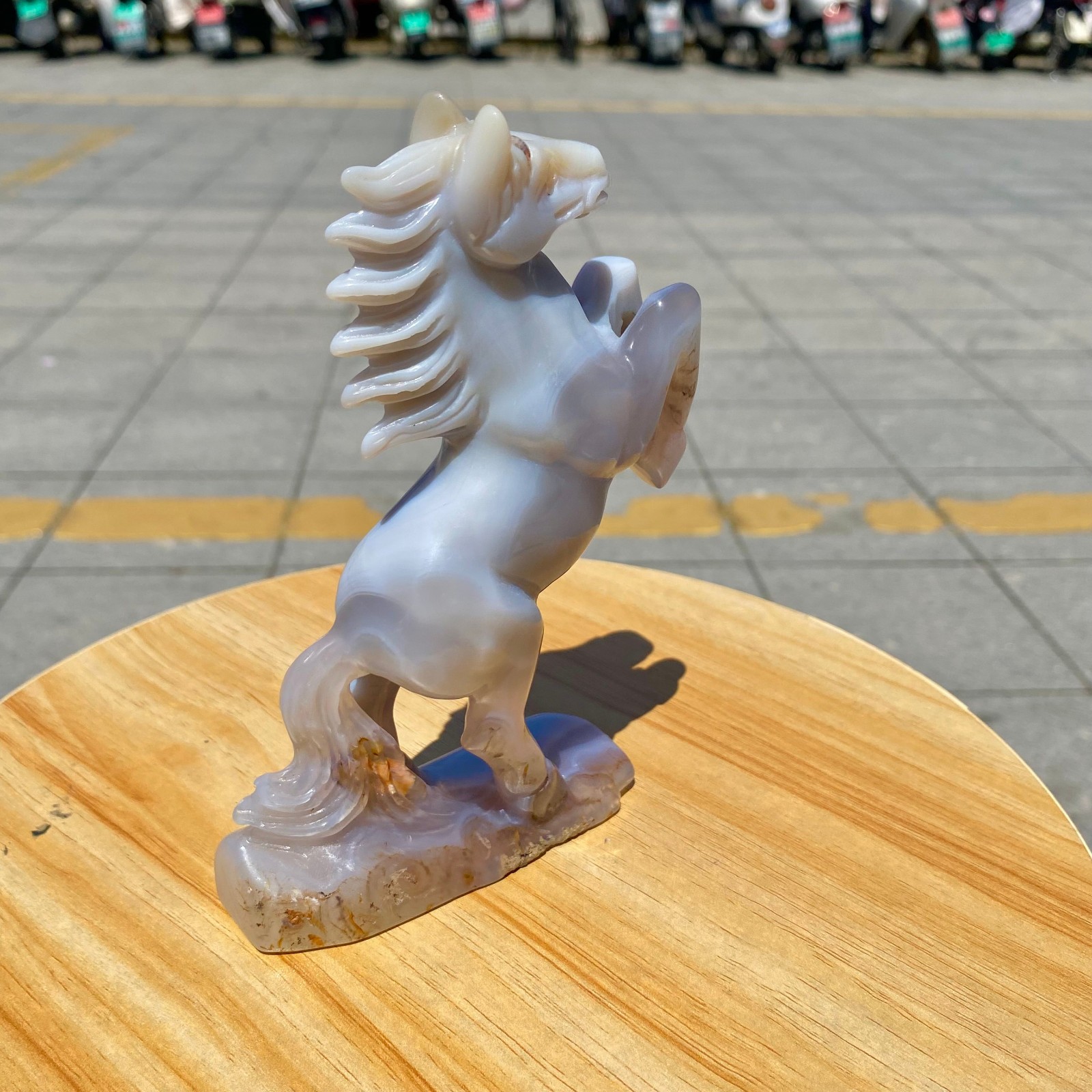 300G Natural Agate Carved Horse Figurine, Exquisite Hand Carved Gemstone Statue