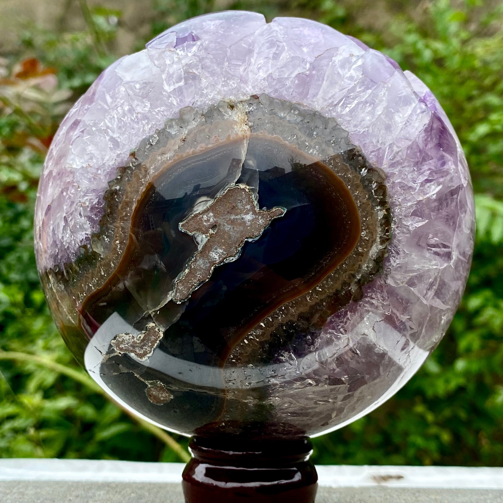 5.9LB Natural Amethyst Agate Sphere Polished Healing Crystal Ball Home Fe