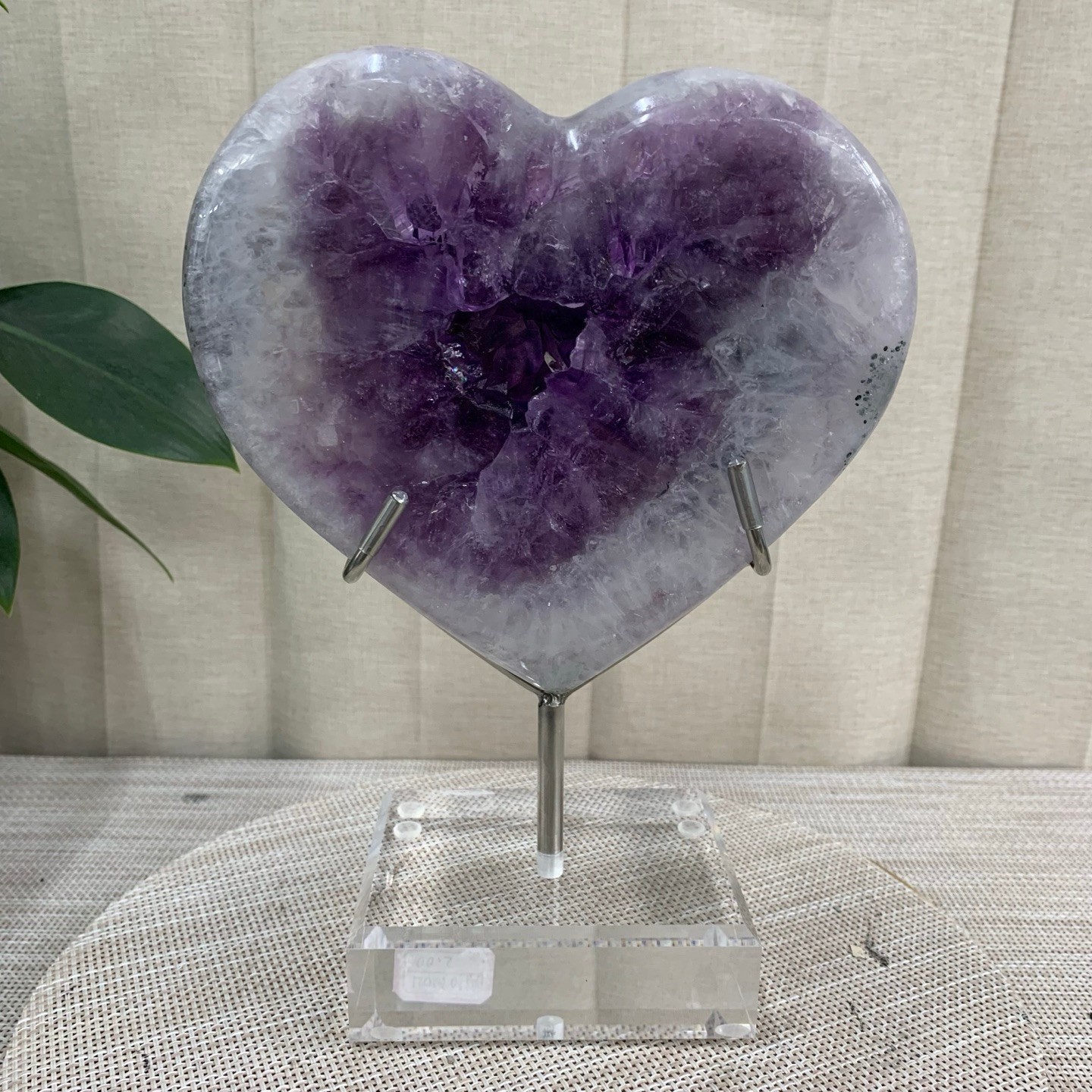 4.8LB Purple Amethyst Agate Heart Carving Natural Crystal Ornament Home Gif+base