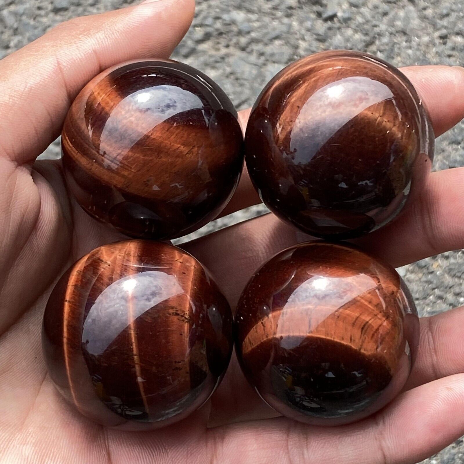 1Pcs 40mm Natural Red Tiger’s Eye Jasper Quartz Sphere Crystal Ball Healing