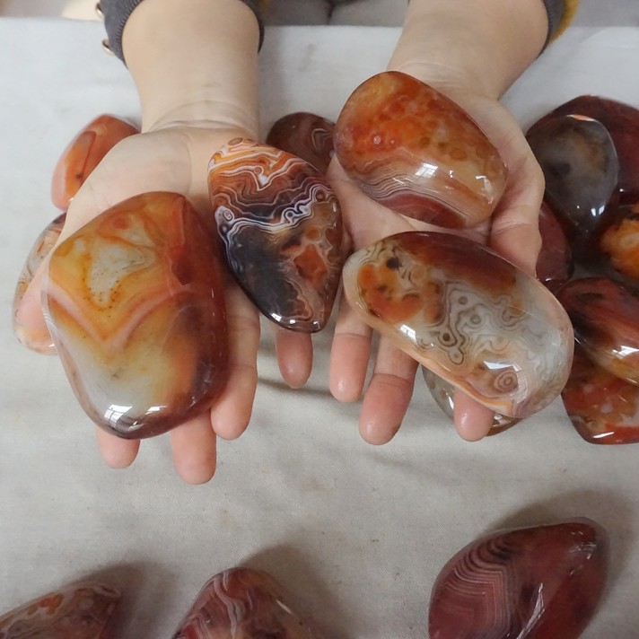 5Kg 11LB 28Pcs Natural Band Sardonyx Carnelian Agate Crystal Palm Stone Healing
