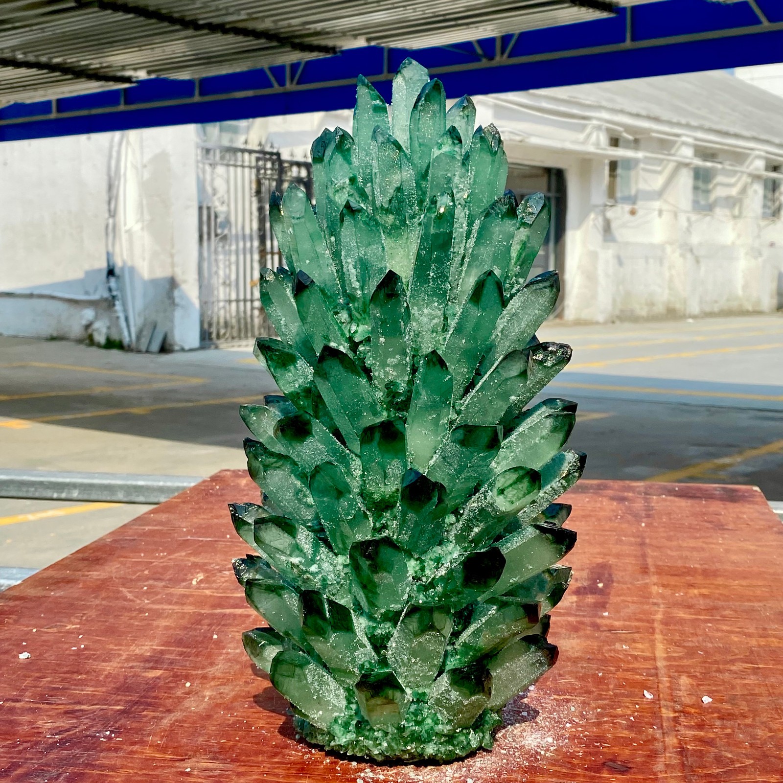 19.8LB Newly discovered green phantom quartz crystal cluster minerals