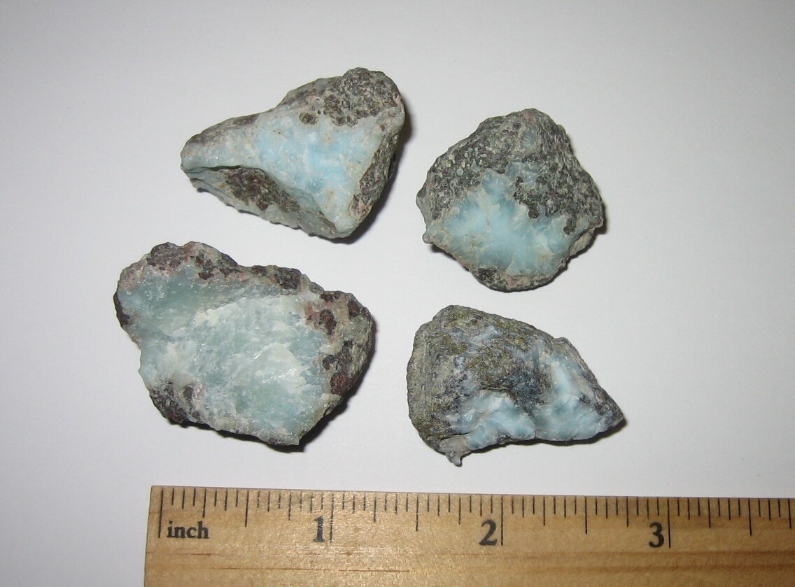 4 NATURAL ROUGH 0.9″- 1.4″ LARIMAR STONE MINERALS DOMINICAN REPUBLIC ~ 68.6g *1