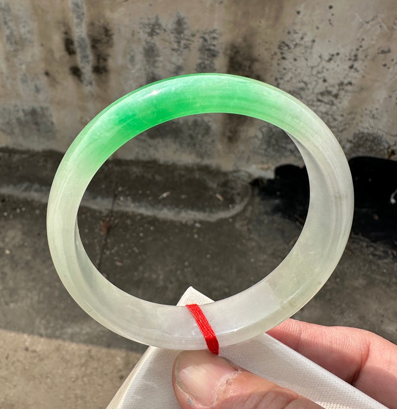 Certified Natural Grade AAA Ice Green Burmese Jade jadeite bracelet bangle 64MM