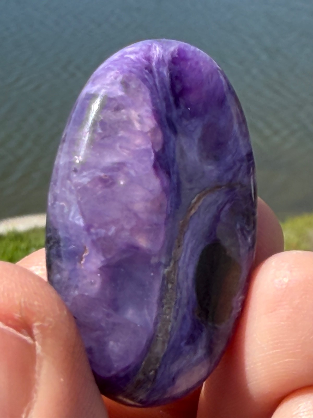 AA Charoite Polished Gemstone Small Palmstone 1 5/8″ 16 Grams Colored By Nature.