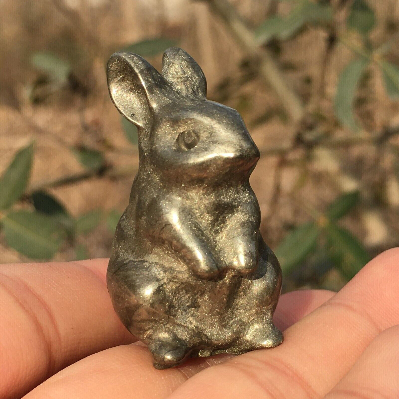 1pc Natural chalcopyrite Quartz carved crystal rabbit skull reiki healing random