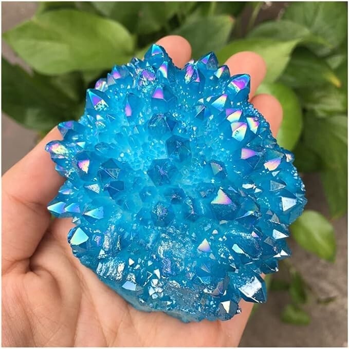 Titanium Raw Blue Angel Aura Quartz Cluster Geode Crystal Stone Specimens Decor