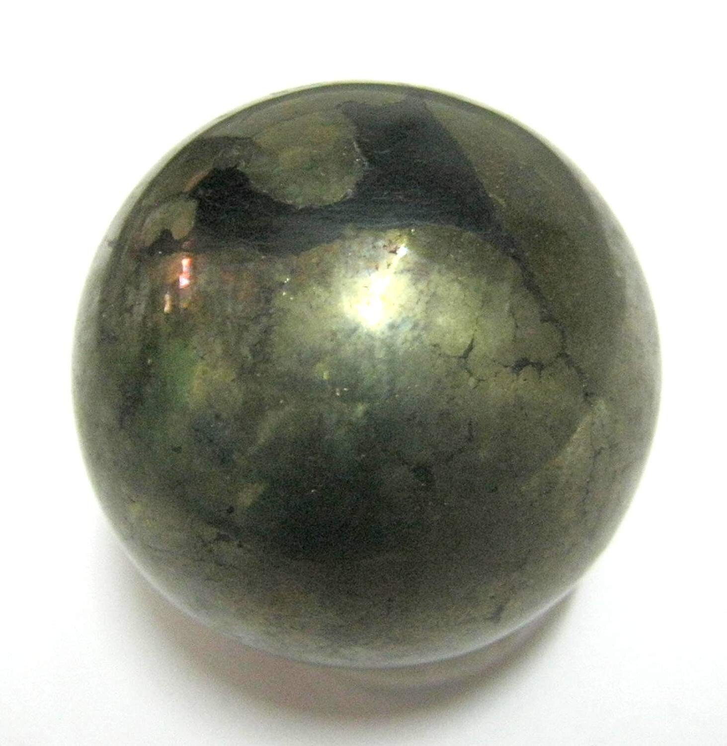 Golden Pyrite 40 Mm Sphere Crystal Healing Feng Shui Gift Home Office Reiki Luck