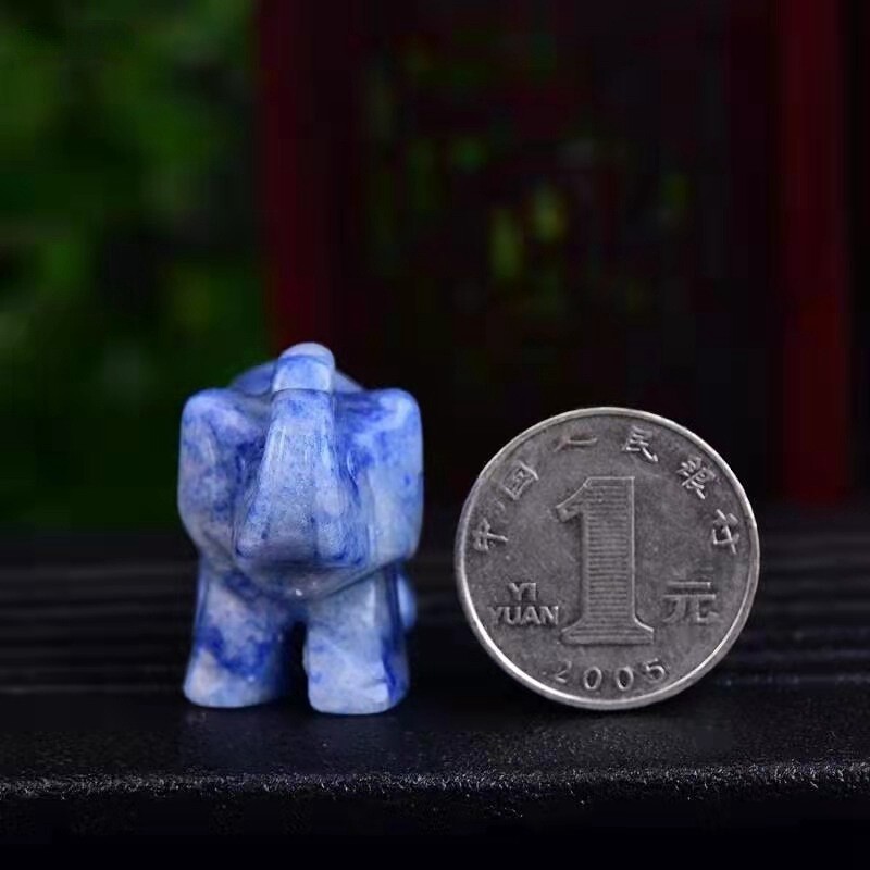 Natural Blue Sodalite Quartz Crystal Carved Baby Elephant Healing Energy Stone